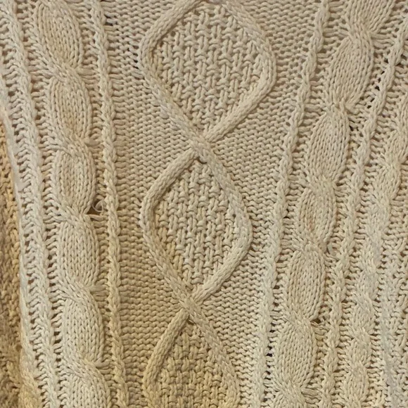 Chunky Cream Cable Knit Cardigan with Contrast Trim - Picture 8 of 8